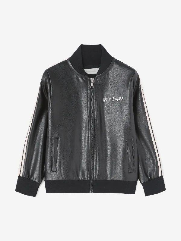 Palm Angels Girls Coated Track Jacket in Black Striped Jacket Polka Dot Jacket Floral Jacket Palm Angels Girls Coated Track Jacket in Black Striped Jacket Polka Dot Jacket Floral Jacket