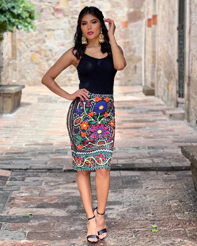 Michoacan Midi Skirt silk skirt lustrous