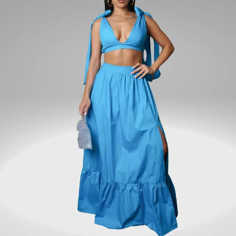 Bimini Blue Skirt Set velvet skirt luxury