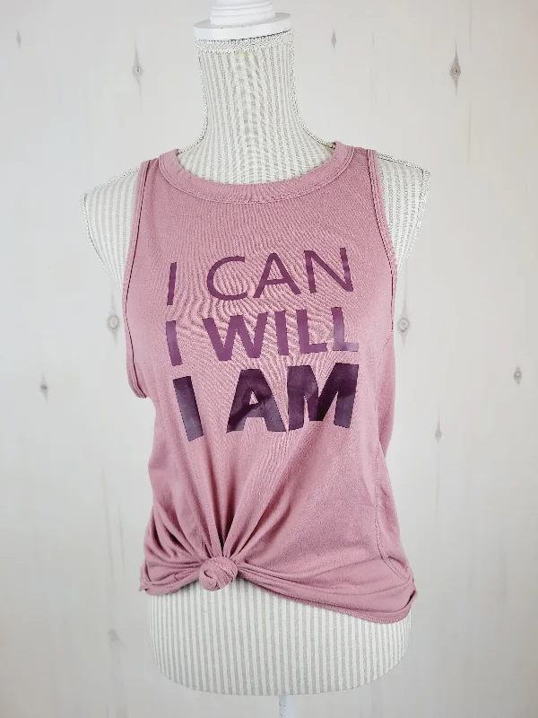 ATHLETIC WORKS I CAN.. TANK LADIES MEDIUM PRE-LOVED metallic tank top