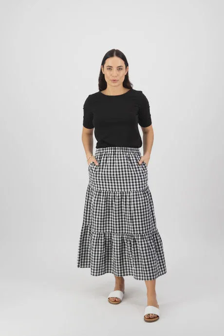 Vassalli- Long Tiered Skirt leather skirt sleek