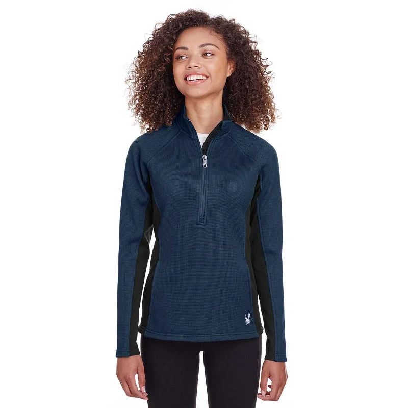 Spyder Women's Frontier/Black Constant Half-Zip Sweater Ribbed Striped Patterned