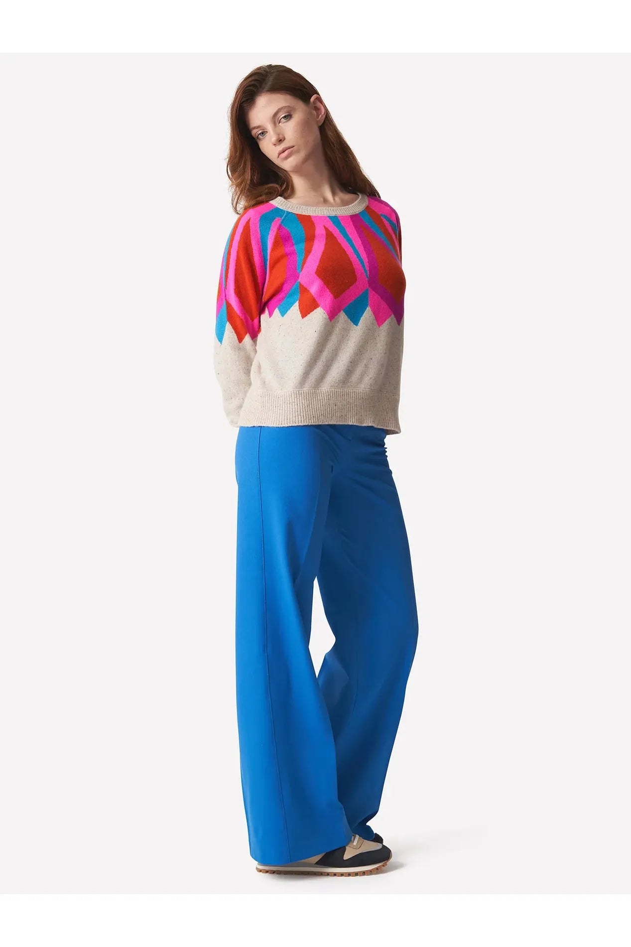 Festive Fall Retro Argyle Cashmere Sweater Elegant Classic Vintage