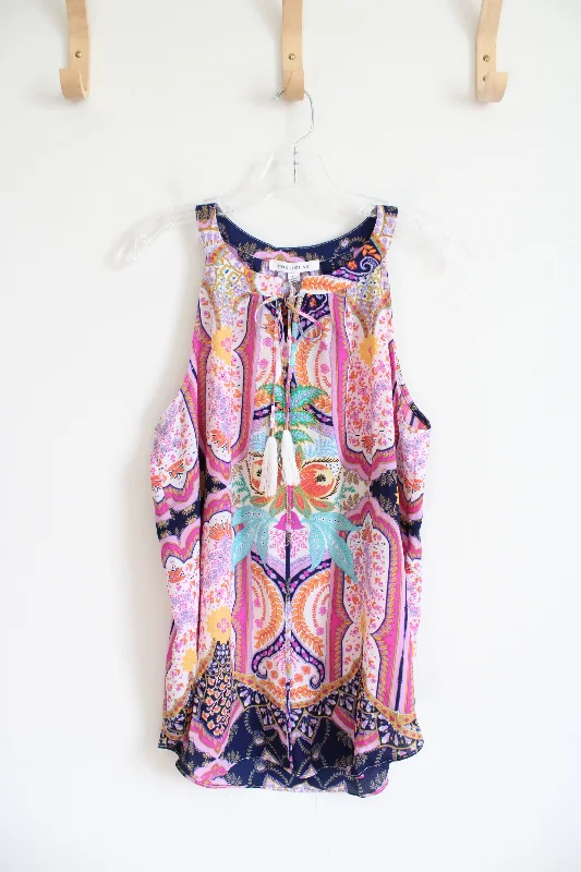 NEW Rose & Olive Multi-Patterned Colorful Tank Top | L summer tank top