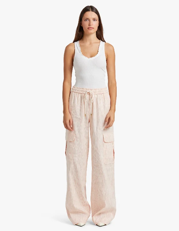 Tranquillity Stripe Track Pant - Red/Orange Relaxed High-Waist Trousers