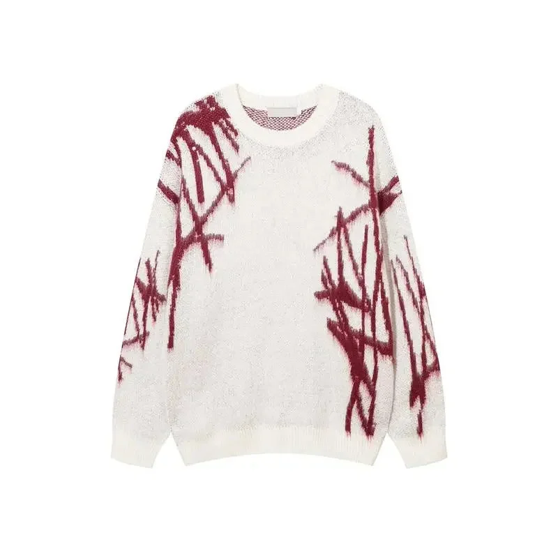 Advbridge Y2k Women's Clothing Sweater Knit Jumper Round Neck Long Sleeve Oversize Streetwear Personalized Jacquard Pattern vintage  Tops Herringbone Houndstooth Plaid