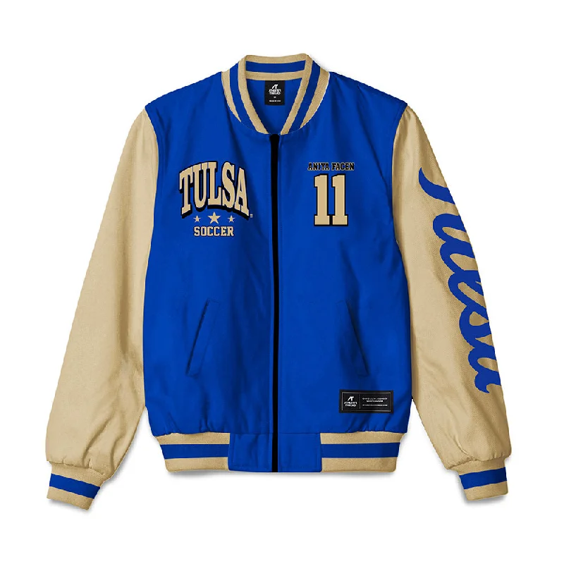 Tulsa - NCAA Women's Soccer : Aniya Facen - Bomber Jacket V-Neck Jacket Boat Neck Jacket Square Neck Jacket