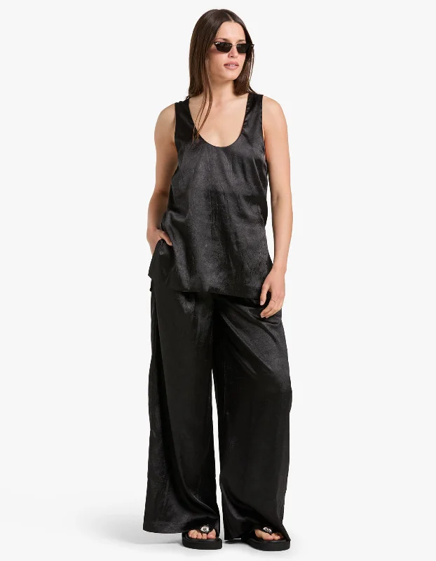 Allire Satin Pant - Black Classic Straight-Leg Pants