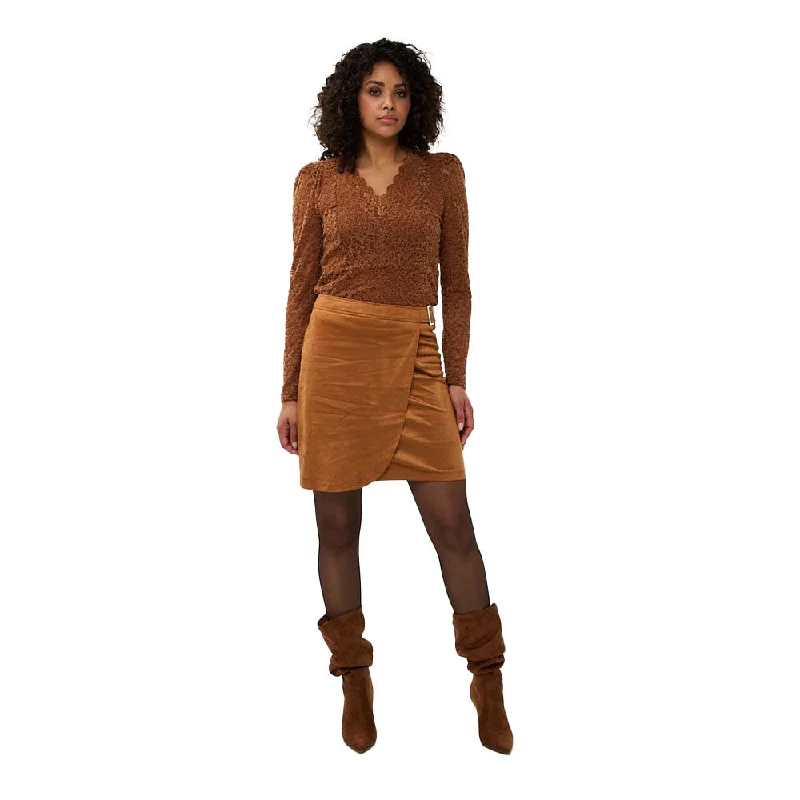 EsQualo Sueded Overlap Skirt vintage skirt charm