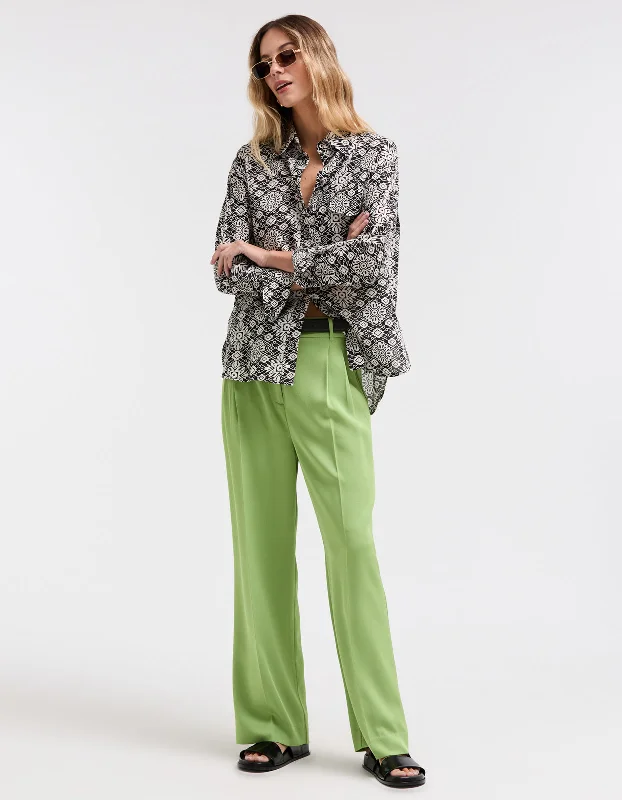 Pedro Pant - Cactus Green Stylish Elastic Waist Pants