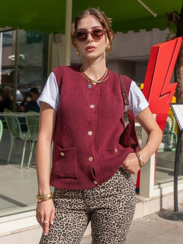 Advbridge Spring Sweater Vest for Women Elegant Fashion Single Breasted Sleeveless Knitted Vest Female Casual Tops Holiday Tank Tops 2025 Anti-Pilling Anti-Shrink Durable Advbridge Spring Sweater Vest for Women Elegant Fashion Single Breasted Sleeveless Knitted Vest Female Casual Tops Holiday Tank Tops 2025 Anti-Pilling Anti-Shrink Durable
