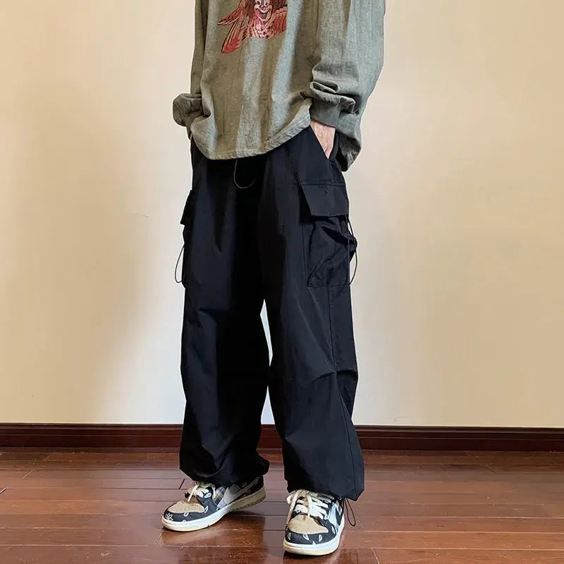 Cargo Pants Men Streetwear Relaxed Linen Pants