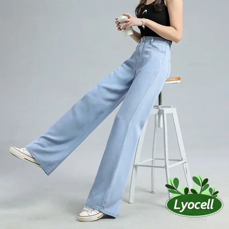 Women's Baggy Wide Leg Denim Pants Relaxed Lounge Trousers