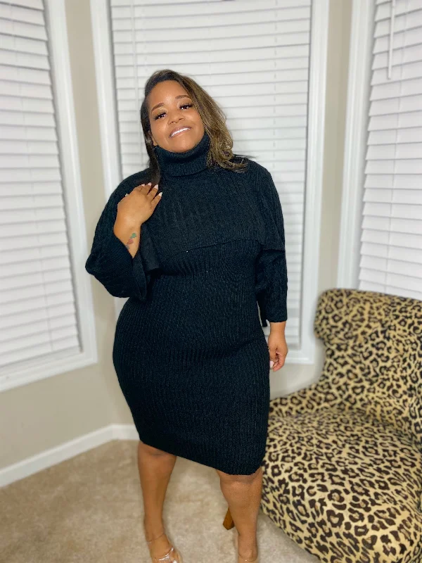Cutely Covered Sweater Dress Hooded Sweater Collared Sweater Shawl Collar