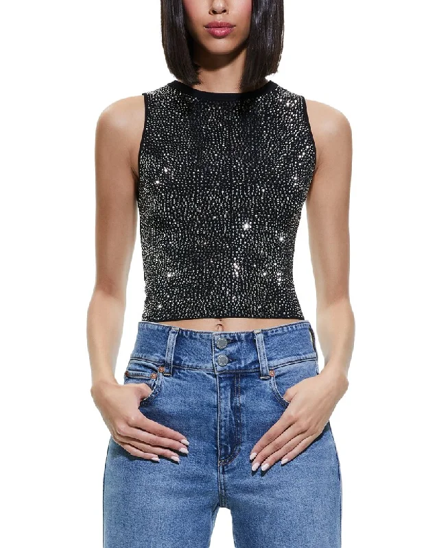 Alice + Olivia Darina Embellished Cropped Tank casual tank top