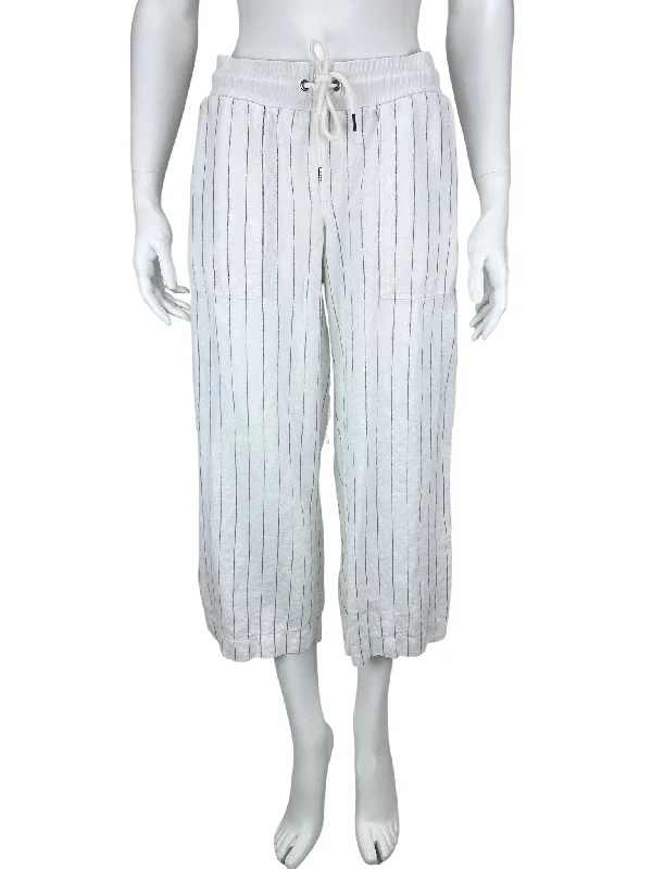 Athleta, Women's Striped Cropped Pant, White/Grey, Size 4 Stylish Casual Pants