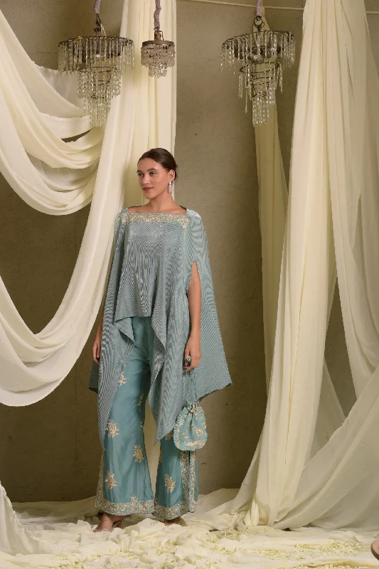 Reyna Gara Glazed  Cape With Pants Comfy Cargo Trousers