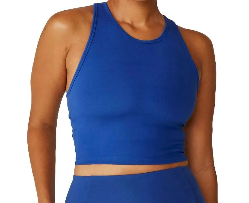 Powerbeyond Strive Cropped Tank In Marine Blue turquoise tank top