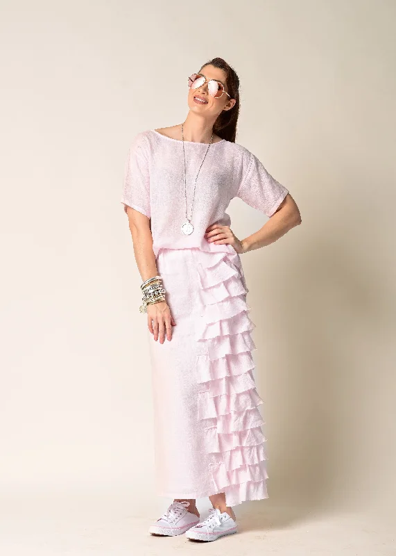 Eve Linen Skirt in Blush chiffon skirt airy