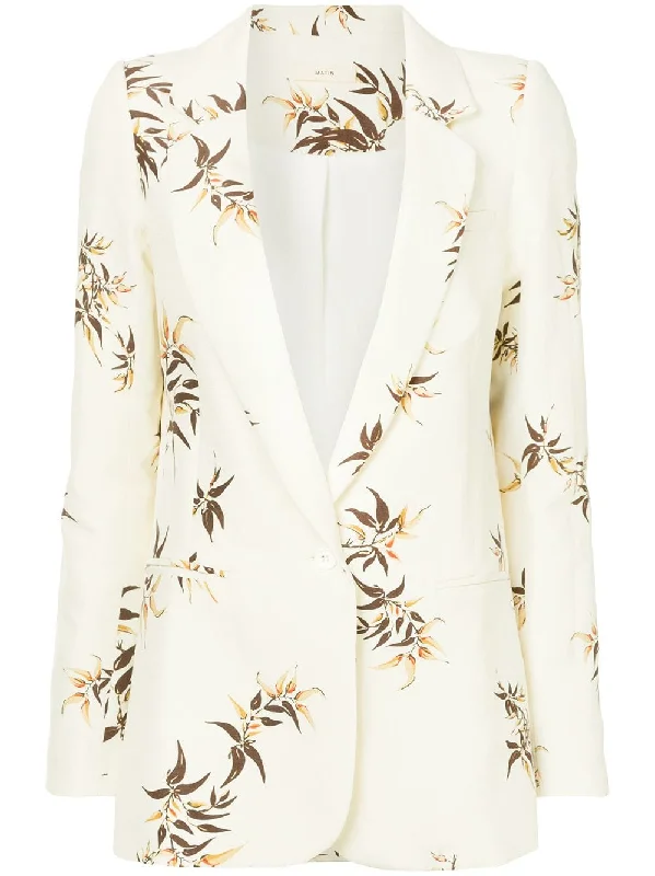Madryn Bamboo Print Suit Jacket Cotton Fabric Linen Fabric Terry Fabric