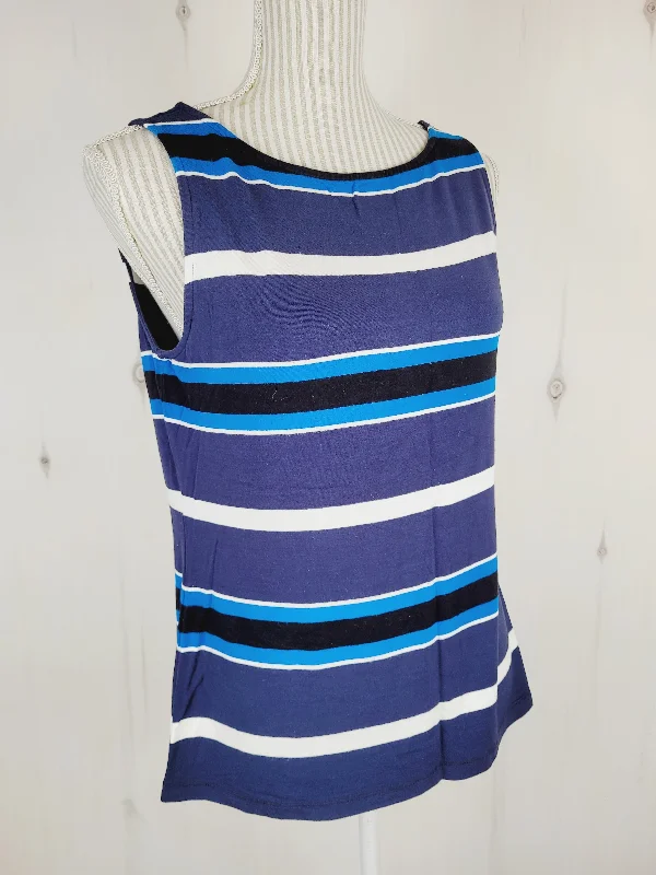 LIZ CLAIBORNE BLUE STRIPED TANK LADIES MEDIUM PRE-LOVED gold tank top