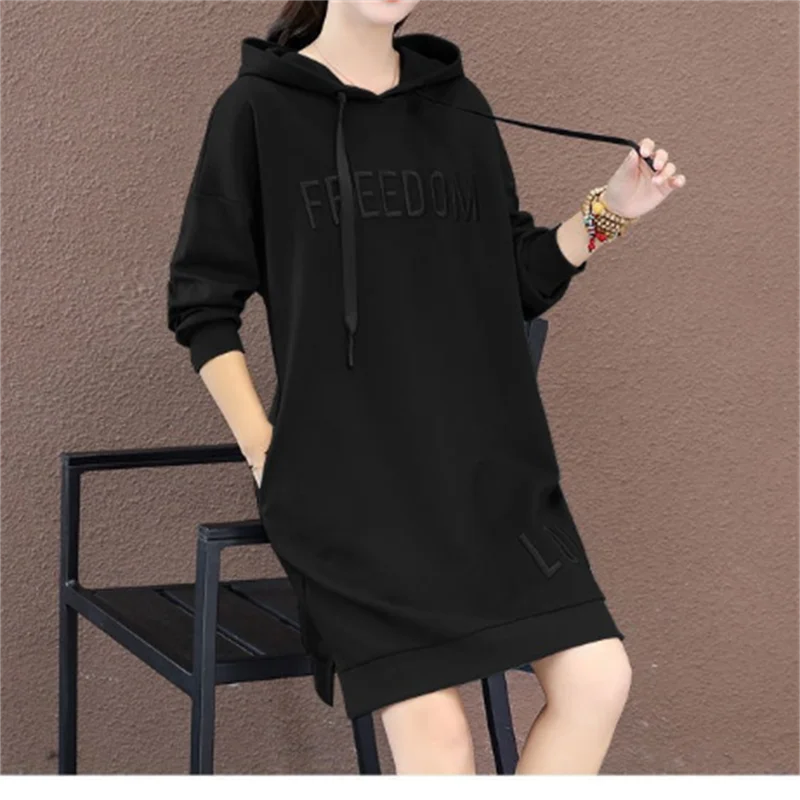 Women's Long Sleeve Hoodie Dress - Size XL - 340620 Hoodie with Zipper Versatile Modern