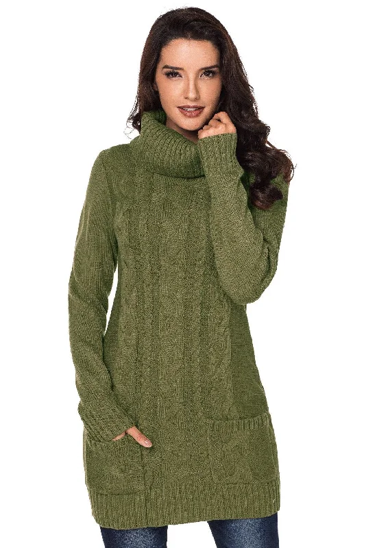 KaleaBoutique Olive Green Cowl Neck Cable Knit Front Pocket Ribbed Mini Sweater Dress Chenille Fabric Brocade Fabric Lace Fabric KaleaBoutique Olive Green Cowl Neck Cable Knit Front Pocket Ribbed Mini Sweater Dress Chenille Fabric Brocade Fabric Lace Fabric