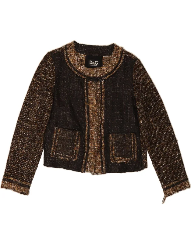 DOLCE & GABBANA Womens 4 Button Blazer Jacket IT 42 Medium Brown Flecked Denim Jacket Leather Jacket Suede Jacket DOLCE & GABBANA Womens 4 Button Blazer Jacket IT 42 Medium Brown Flecked Denim Jacket Leather Jacket Suede Jacket
