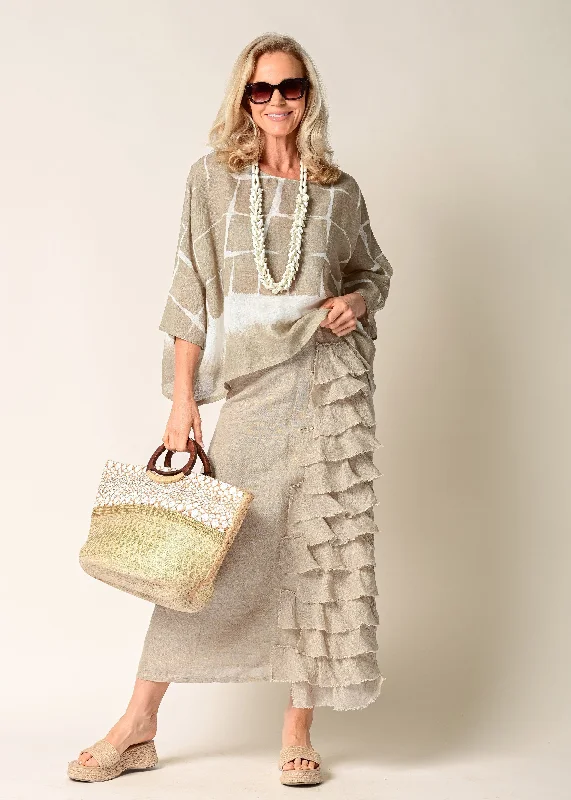 Eve Linen Skirt in Latte satin skirt smooth
