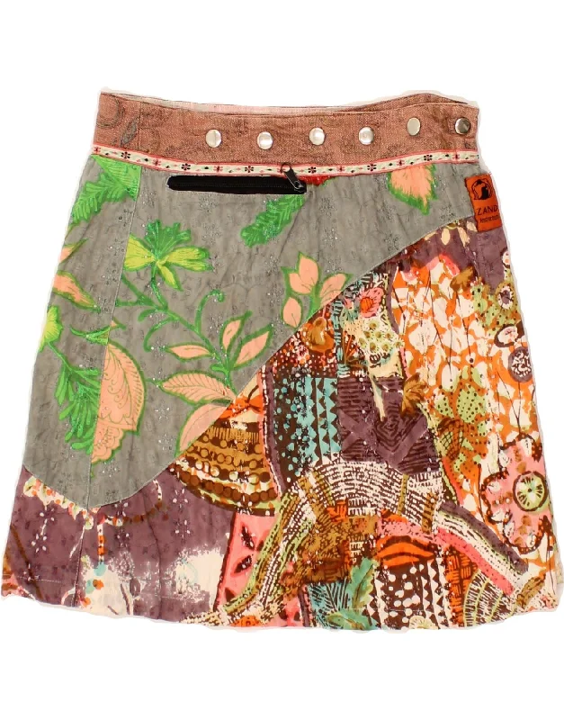 ZAND AMSTERDAM Womens Wrap Skirt W34 Large Multicoloured Floral Cotton athletic skirt fit