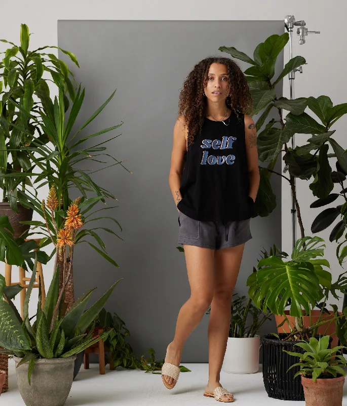 Self Love Tank - Black lime green tank