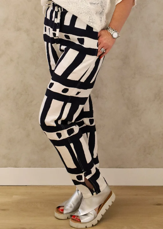 Chester Linen Pant in Navy Trendy Printed Pants