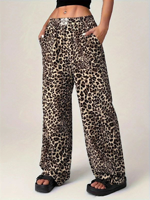 Hazel Blues® |  Leopard Wide Leg Pants with Pockets Trendy Palazzo Pants