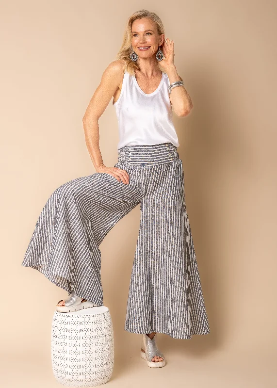 Estella Linen Blend Pants in Navy Casual Skinny Fit Pants