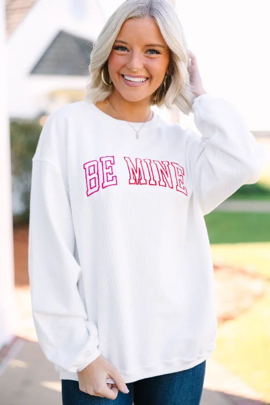 Will You Be Mine White Embroided Sweatshirt Hoodie Sweatshirt Pullover