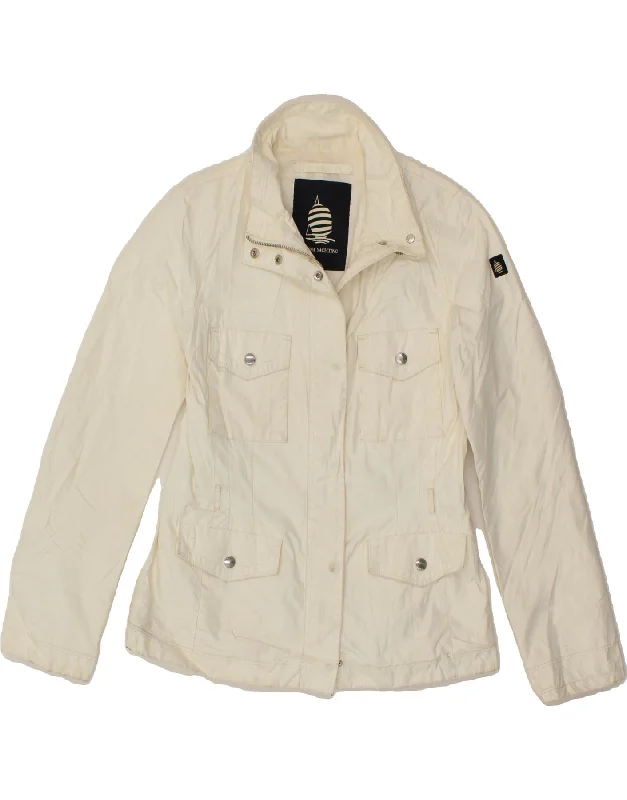 MARINA YACHTING Womens Utility Jacket IT 40 Small White Polyester Trench Coat Raincoat Waterproof Jacket MARINA YACHTING Womens Utility Jacket IT 40 Small White Polyester Trench Coat Raincoat Waterproof Jacket