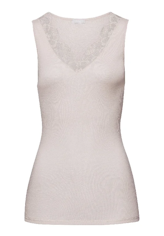 Woolen Lace Fine Ribbed Wool And Silk Tank Top | Pumice 70912-2801 gold tank top
