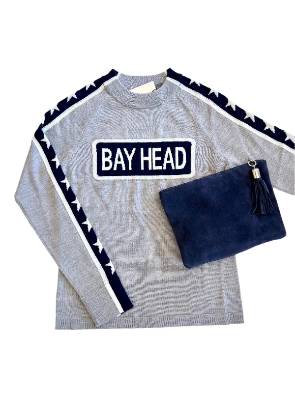 Grey/Navy Bay Head Merino Wool Sweater Terry Blend Velvet Blend Canvas Blend