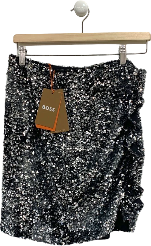 Hugo Boss Black Sequin Mini Skirt UK 8 wool skirt warm
