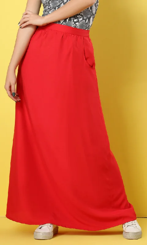 39427 Side Pockets Basic Watermelon Maxi Skirt denim skirt stylish