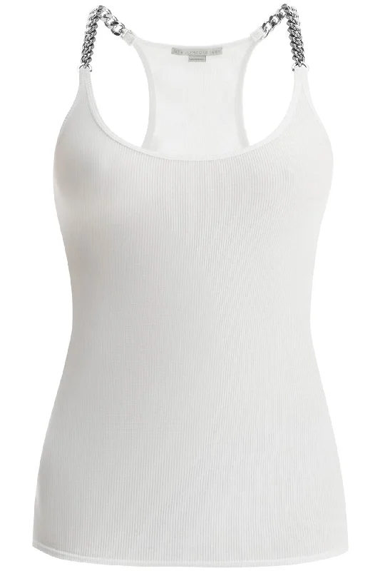 "tank top with chains detail 6J0353 3SPZ67 PURE WHITE fitness tank top
