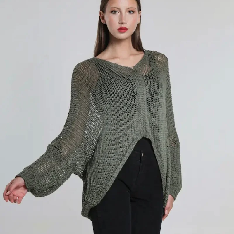 CC ADENA BUTTERFLY SWEATER Turtle Neck Boat Neck Asymmetrical Neck