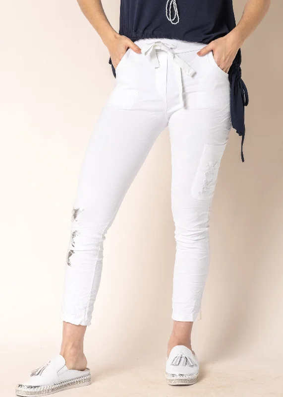 Rika Pants in White Formal Linen Trousers