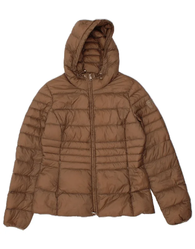 LIU JO Womens Hooded Padded Jacket IT 48 XL Brown Polyamide Fleece Jacket Down Jacket Feather Jacket