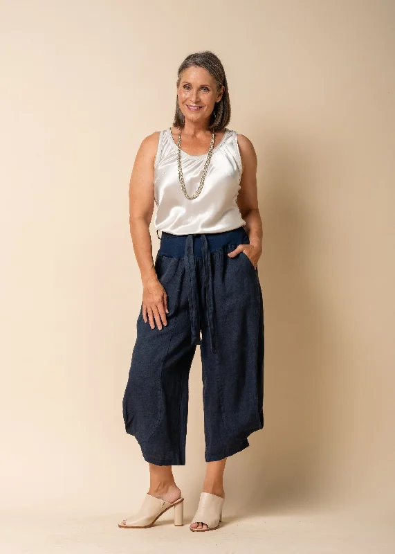 Addison Linen Pants in Navy Classic Cropped Pants