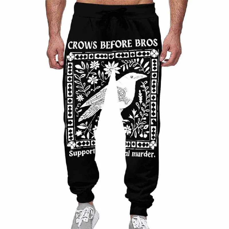 Crows Before Bros Casual Elastic Drawstring Pants Trendy Palazzo Pants
