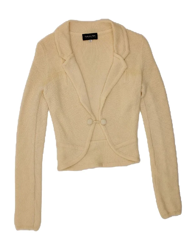 PATRIZIA PEPE Womens Crop Knit Blazer Jacket IT 42 Medium Beige Wool Elasticated Jacket Padded Jacket Insulated Jacket