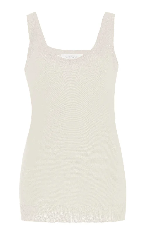 Toby Knit Tank Top in Ivory Cashmere Silk metallic tank top