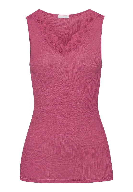 Woolen Lace Fine Ribbed Wool And Silk Tank Top | Rose Wine 70912-2414 charcoal tank top