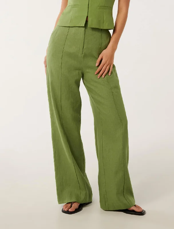 Posey Linen Wide Leg Pants High-Waist Trousers